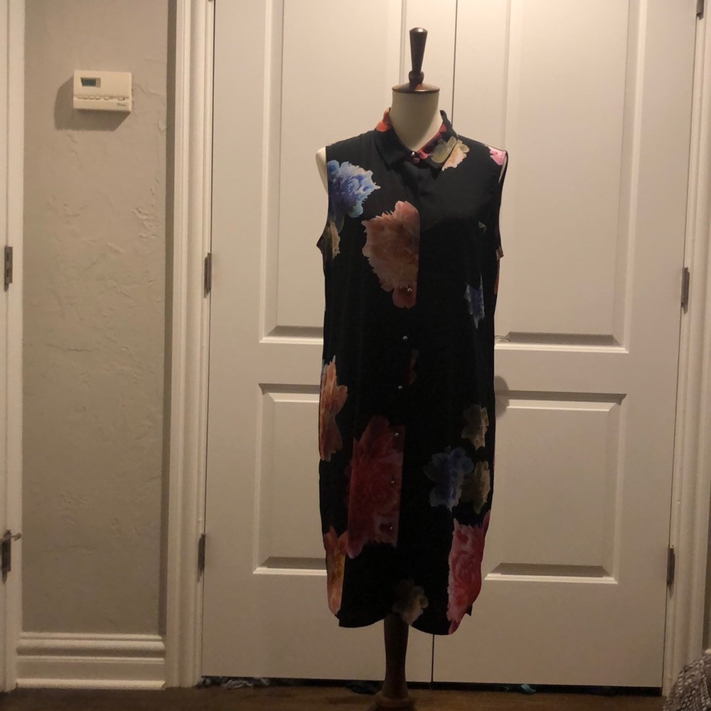 Calvin Klein sleeveless dress multi color flowers